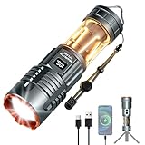 GEARLITE LED Taschenlampe Extrem Hell, Taschenlampe LED Aufladbar mit Campinglicht, 11 Lichtmodi,...