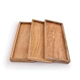 Samhita Servierplatte aus Mangoholz mit erhöhtem Rand – 3er-Set zur Präsentation von Obst,...