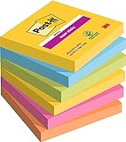 Post-it Super Sticky Notes Carnival Collection, Packung mit 6 Blöcken, 90 Blatt pro Block, 76 x 76...