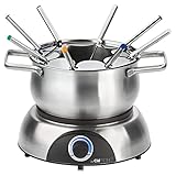 Clatronic® Fondue-Set | Edelstahl Fonduetopf (Ø 18,5 cm) | bis zu 1,2 Liter | Heizsockel mit...
