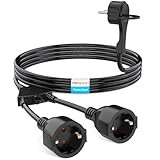 HITRENDS 10M Stromkabel Verlängerung Netzkabel, 2-Fach Schutzkontakt Verlängerungskabel Außen,...