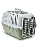 lionto Hundetransportbox aus Kunststoff mit Metallgitter, 58,5x35,5x40 cm, Transportbox mit...
