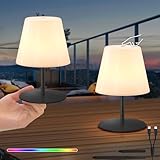 RWWR 2er Set LED Akku Tischlampe kabellos Mini Kleine dimmbar 8 Farben USB-C aufladbar Tischleuchte...