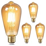 DiCUNO Edison Vintage Glühbirne E27, ST64 Filamente LED Lampe 6W, Warmweiß 2200K, 600LM, Antike...