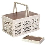 Camping-Aufbewahrungsbox – faltbare Campingbox, stapelbarer Organizerkorb mit Griffen, Deckel,...