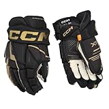 CCM Tacks XF Senior Eishockey Handschuhe (Schwarz/Gold, 14 Zoll)