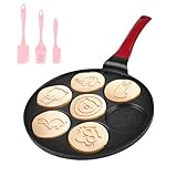 WEGREAT 26cm Pancake Pfanne Antihaft: 7 Löcher Crepe Pfanne Crepes Maker mit Tier Form,...