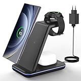 JoyGeek 3 in 1 Induktive Ladestation für Samsung, Wireless Charger für Samsung S24/S23/S22/S21/Z...