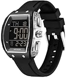 findtime Herrenuhr Tonneau Sportuhr Digital Armbanduhr Gold mit Doppelzeit Timer Stoppuhr 5ATM...