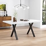 Merax Esstisch, Design mit gekreuzten Beinen, rechteckiger Esstisch, Couchtisch, aus Schmiedeeisen,...