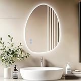 AllRight Spiegel Mit Beleuchtung Asymmetrischer LED Badspiegel mit Touch-Schalter Lichtfarben...