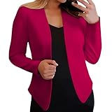 Generisch Blazer Damen Sommer Kurzblazer Casual Business Jacke Arbeit Büro Strickjacke Einfarbig...