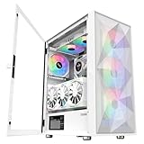 SAMA 3509 ATX Mid Tower Computergehäuse, Stahlgeflecht, Vorderseite aus gehärtetem Glas mit...