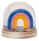 moses. Smile Schneekugel Rainbow, Schüttelkugel im Regenbogen Design mit Glitzer und goldenen...