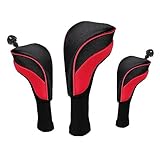 Schlägerkopfhüllen, 3 Stück Driver Wood Head Club Covers Equipment Pole Protective Sleeve, Golf...