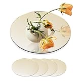 Strehknewen Hochzeitsdeko Spiegeltablett Rund 4er Set – Gold Deko Spiegel ohne Klebepunkte, Acryl...
