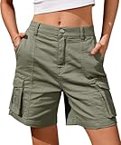 BUNSLOOM Shorts Damen Sommer Cargo Kurze Wanderhose Outdoor Freizeithose mit Mehrfach Taschen