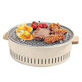 Tragbarer 31,75 cm Antihaft-Kohlegrill, ideal für koreanisches Grillen, Kochen im Freien, Terrasse...
