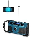 UEME DAB Plus Radio Baustellenradio Mit Akku, Outdoor Radio Mit Bluetooth 5.0, DAB+, FM Und Aux,...