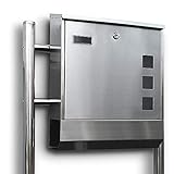 Edelstahl Standbriefkasten Briefkasten Postkasten Mailbox Letterbox Briefkastenanlage Eckig mit...