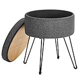 SONGMICS Sitzhocker, runder Hocker mit Stauraum, Aufbewahrungsbox mit Deckel, 13,4L, Fußablage,...
