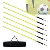 NAIZY Slalomstangen Fussball Trainingszubehör 1,5m 6pcs-Set Hürdenstangen mit Erdspieß &...