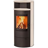 Kaminofen München V3 braun Speckstein Creme weiß beschichtet 7kw Speicherofen mit Steinverkleidung...