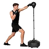 SPORTNOW Punchingball, 145-180 cm höhenverstellbarer Standbox-Trainer Boxsack mit Saugnapf,...