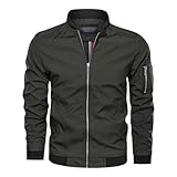 ZDJSWJ Herren Slim Softshell Jacke Casual Windbreaker Baseball Jacket Light Baseball Suit Full Zip...