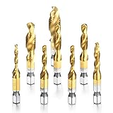 Camtek 8 tlg Kombi Gewindebohrer 1/4'' HSS Schraube Sechskantschaft Senker Werkzeuge Bohrer Set...