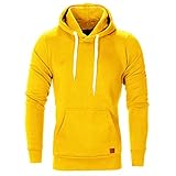 PECHEMO Herren Hoodie Einfarbig Pullover Outdoor Fitness Sport Casual Pullover Baumwolle Casual...