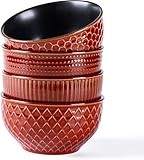 GBHOME Müslischalen aus Steingut, 4er-Set, 640 ml, Keramik-Suppenschalen mit Texturmustern für...