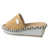 Keilsandalen Damen Plateau Schwarz Pantoletten Espadrilles Sandalen Slip On Sommer Plateau Sandalen...