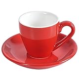 ionEgg Espressotasse aus Porzellan mit Untertasse, Espresso-Schnapsbecher, 80 ml, Rot