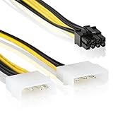 8-Pin PCI Express Grafikkarten Stromkabel zu 2x 4 Pin Molex IDE | 18cm | PCIe Stromadapter LP4...