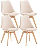 CLP 4er Set Esszimmerstuhl Linares Kunststoff I Stoff I Samt I Cord I Lederoptik I Lehnstuhl Mit...