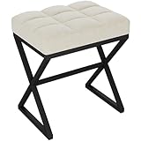 YMYNY Schminkhocker, Fußhocker, Leinen Sitzhocker, Make-up Dressing Hocker mit X-förmigen...
