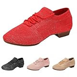 Damen FlexHausschuh Latein Tanzschuhe Bequeme Moderne Salsa-Tango Jazztanzschuhe mit Schnürung...