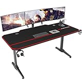DlandHome Gaming Tisch 140cm Ergonomischer Gaming Schreibtisch Groß PC Tisch Gaming Desk mit Große...