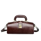 Erivis echtleder handtasche leder arzttasche braun umhängetasche schnalle damen tasche, Braun