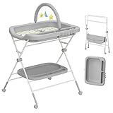 UBRAVOO Baby Tragbarer Wickeltisch, Zusammenklappbare Wickelstation mit Rädern, Höhenverstellbare...