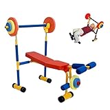 Kinder Einstellbare Hantelbank und Beinpresse Set mit Langhantel Hantel Schaumstoff Tablett für...