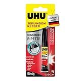 UHU Sekundenkleber extra stark | 3g Kleber Pipette für präzises Kleben | Sekundenkleber flüssig...