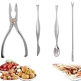 4 Stück Edelstahl Meeresfrüchte Werkzeug, Hummer Krabben Cracker, Seafood Cracker Tool, Set...