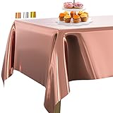 PartyWoo Tischdecke Rosegold Folientischdecke, 137 x 274 cm/ 54 x 108 Zoll Rechteckige Party...