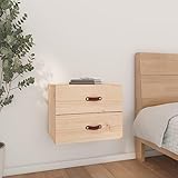 QJBSAVVA Wand-Nachttisch aus massiver Kiefer 50 x 36 x 40 cm mit Stauraum Rustikales Design &...