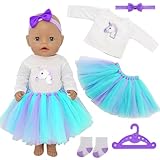 Baby Puppen Puppenkleidung für 30-43cm, 5 Stück Kleidung Outfits für 14-18 Zoll Zubehör 1 Bunter...