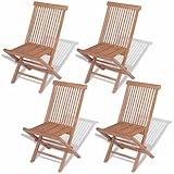 vidaXL Massivholz Teak 4X Gartenstuhl Klappstuhl Holzstuhl Stuhl Hochlehner