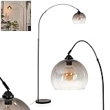 Stehleuchte Tapitapa, Stehlampe aus Metall/Glas/Marmor in Schwarz/Rauchfarben/Klar, verstellbare...