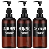 Segbeauty 500ml Shampooflasche Nachfüllbar, 3pcs 16.9oz Shampoospender mit Etikett, Leere...